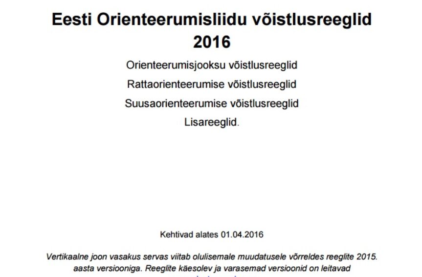Aprillist hakkavad kehtima uued võistlusreeglid!